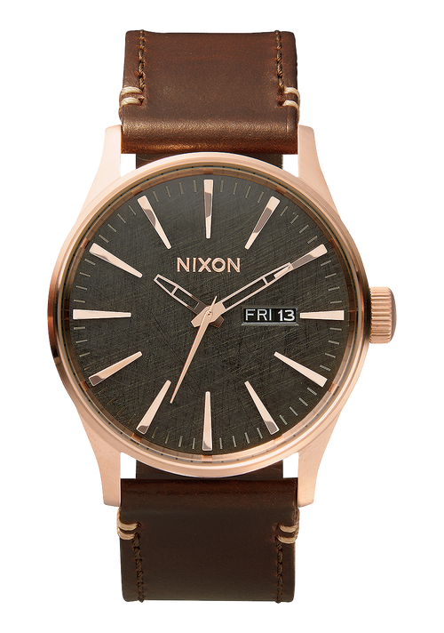 Sentry Leather - Rose Gold / Gunmetal / Brown