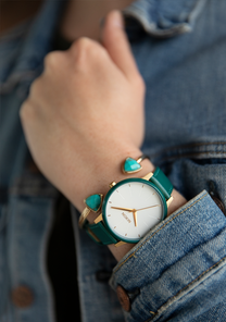 
Nixon Kensington Leather Watch - Analog - Gold / White / Teal - View 6