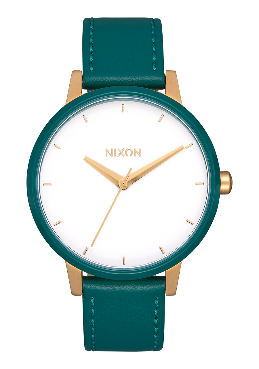 
Nixon Kensington Leather Watch - Analog - Gold / White / Teal - View 1