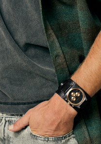 Time Teller Chrono Leather - Silver / Rose Gold / Black View 9