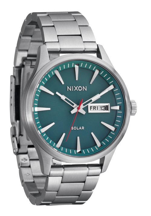 
Nixon Sentry Solar Stainless Steel Watch - Analog - Silver / Jasper - View 2