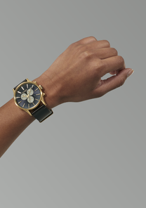 Sentry Chrono Leather - Gold / Indigo / Brown View 5