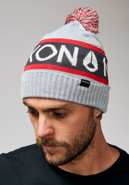 Teamster Beanie - Heather Gray / Red View 3