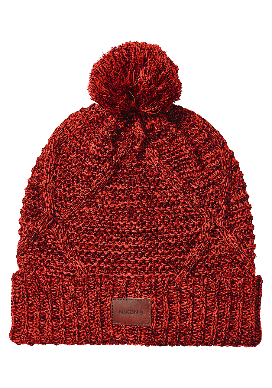 Julian Pom Beanie - Burgundy / Fire View 1