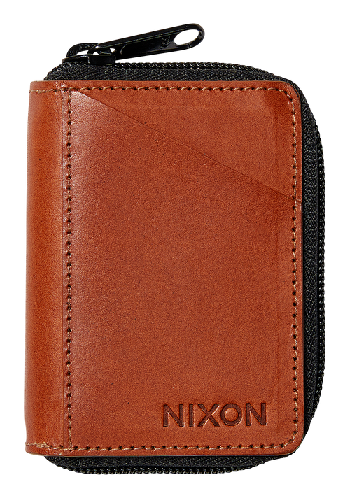 Orbit Zip Card Leather Wallet - Saddle