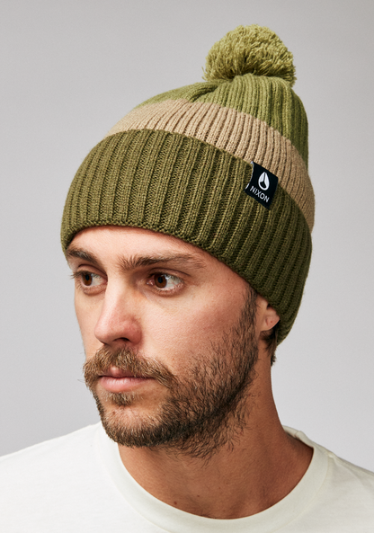 Schrader Pom Beanie - Olive / Multi View 3