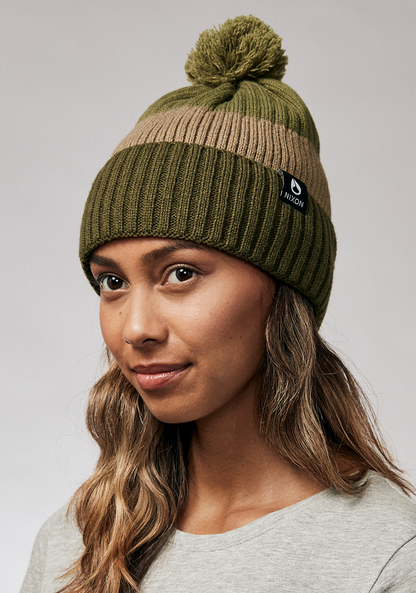 Schrader Pom Beanie - Olive / Multi View 5