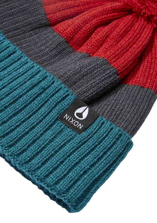 Schrader Pom Beanie - Dark Cedar / Red