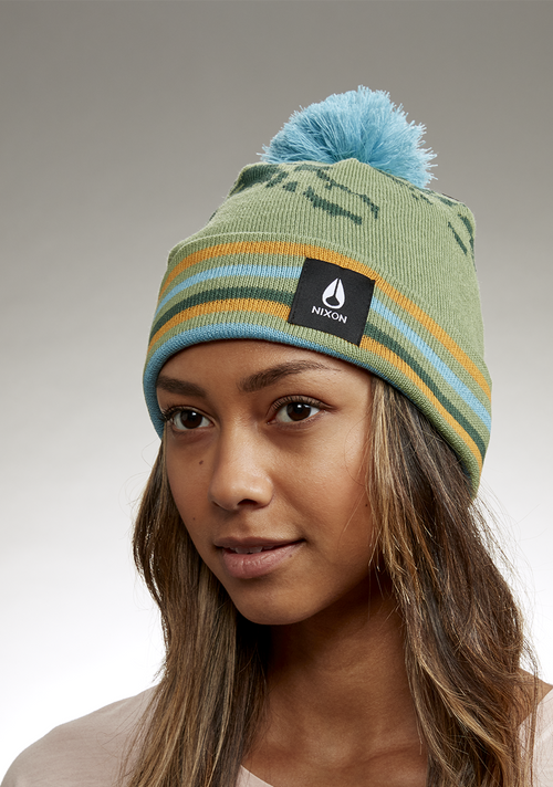 Ridge Pom Beanie - Jade / Multi