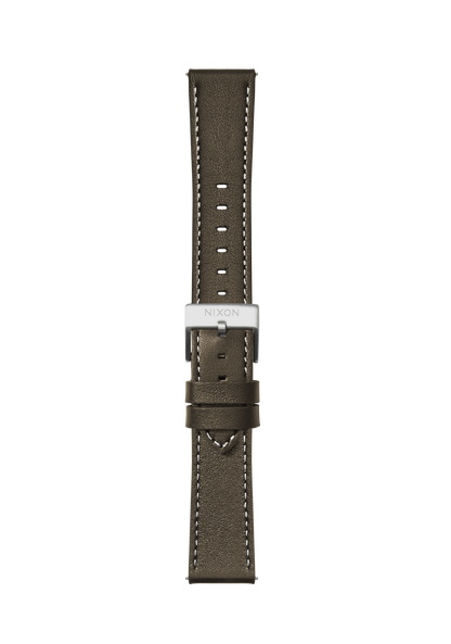 20mm Stitched Leather Band - Dark Olive View 2