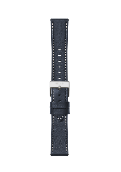 20mm Stitched Leather Band - Navy View 2