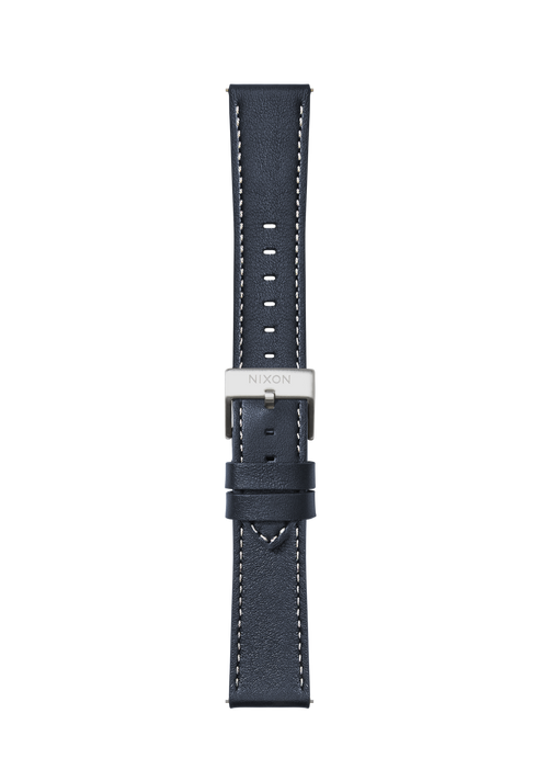 20mm Stitched Leather Band - Navy