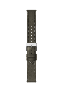 23mm Stitched Leather Band - Dark Olive View 2