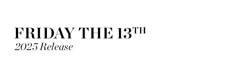 "Friday the 13th 2025 Release" title on a white background.