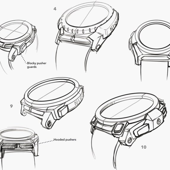 A prototype sketch of a Nixon watch in development.